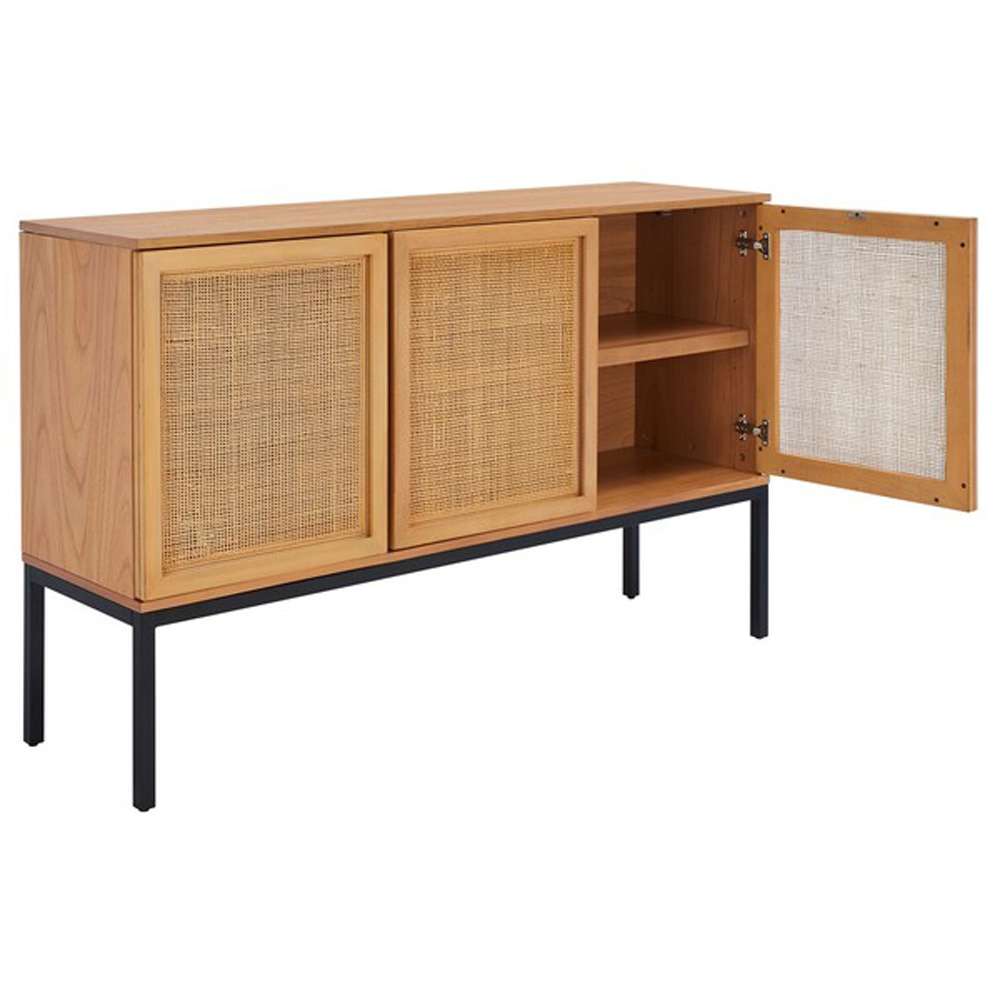 Safavieh - Zadie 2 Shelf Rattan Sideboard - Natural - Black - MED5010C veiw 3