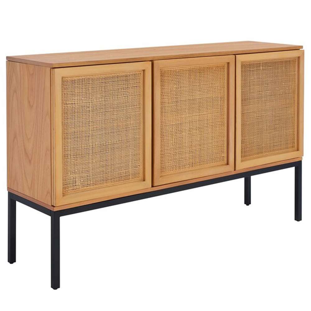 Safavieh - Zadie 2 Shelf Rattan Sideboard - Natural - Black - MED5010C veiw 4