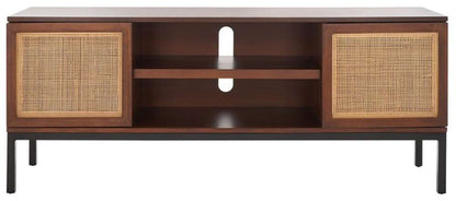 Safavieh - Zadie 2 Shelf Rattan Media Stand - Walnut - Natural - MED5009F veiw 1