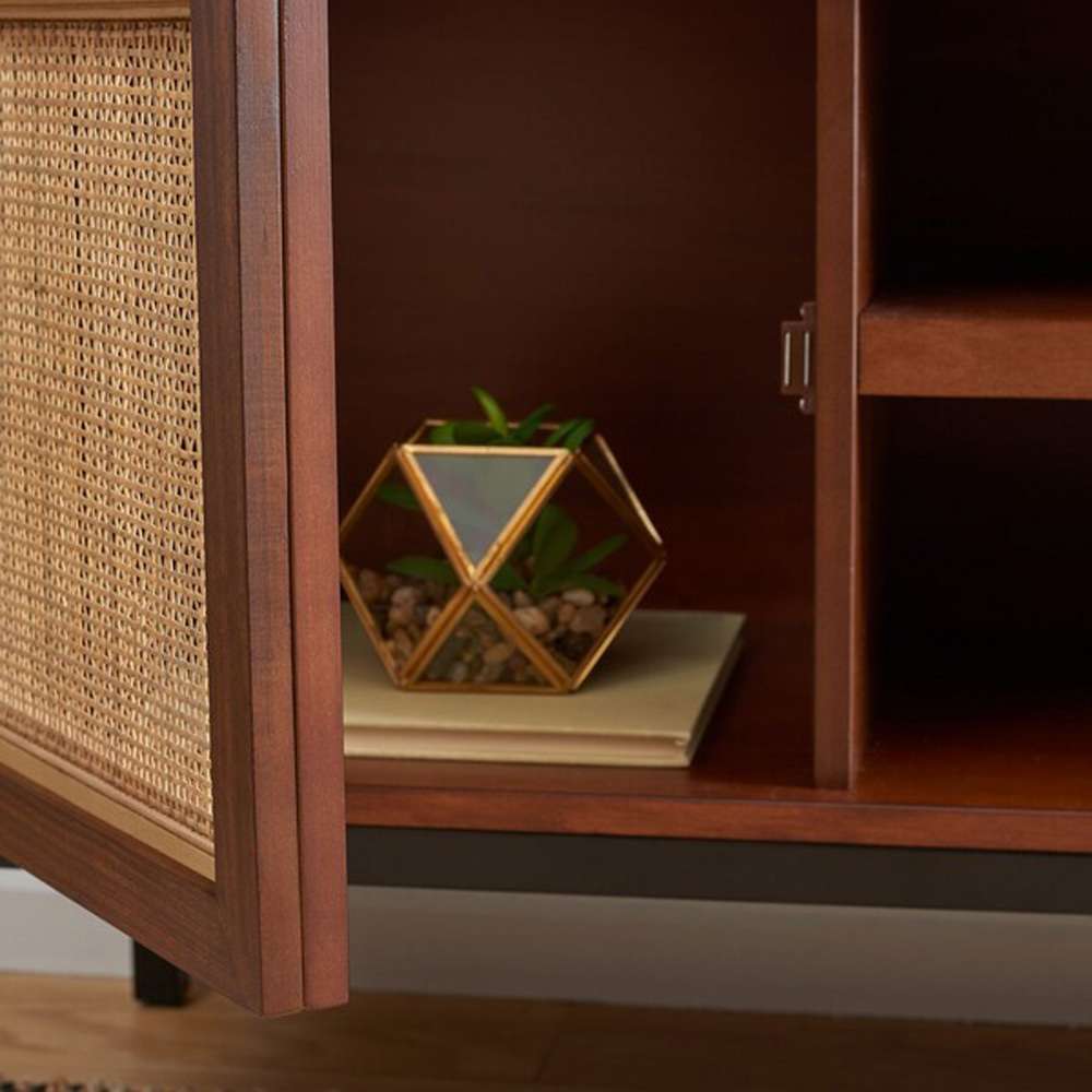 Safavieh - Zadie 2 Shelf Rattan Media Stand - Walnut - Natural - MED5009F veiw 2