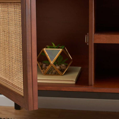 Safavieh - Zadie 2 Shelf Rattan Media Stand - Walnut - Natural - MED5009F veiw 2