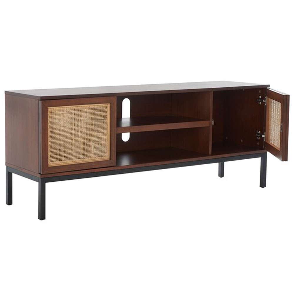 Safavieh - Zadie 2 Shelf Rattan Media Stand - Walnut - Natural - MED5009F veiw 4
