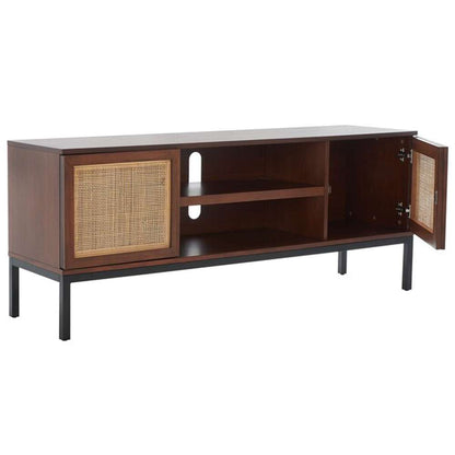 Safavieh - Zadie 2 Shelf Rattan Media Stand - Walnut - Natural - MED5009F veiw 4