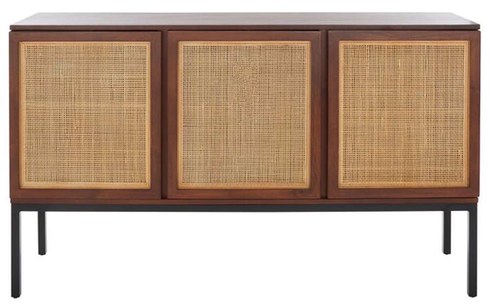 Safavieh - Zadie 2 Shelf Rattan Sideboard - Walnut - Natural - MED5010F veiw 1