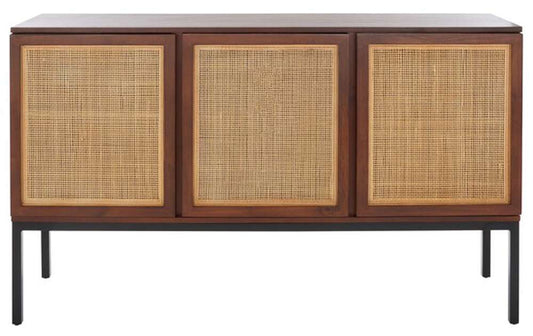 Safavieh - Zadie 2 Shelf Rattan Sideboard - Walnut - Natural - MED5010F veiw 1