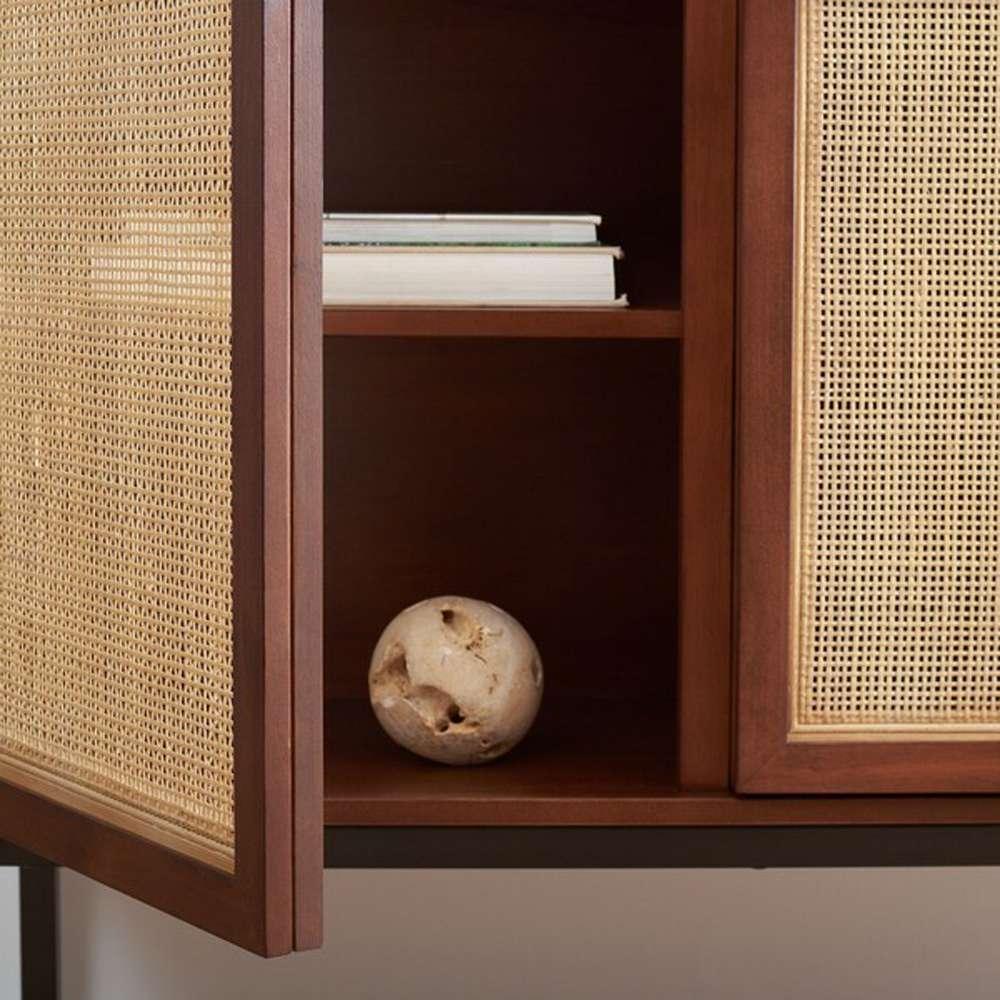 Safavieh - Zadie 2 Shelf Rattan Sideboard - Walnut - Natural - MED5010F veiw 2
