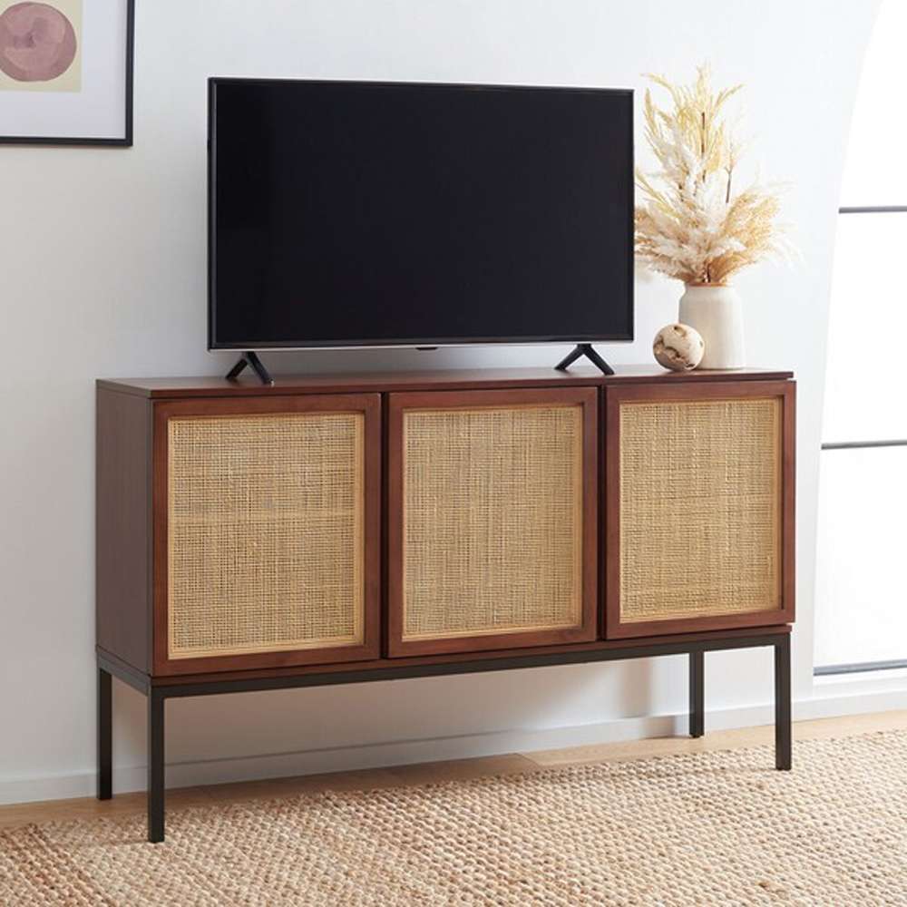 Safavieh - Zadie 2 Shelf Rattan Sideboard - Walnut - Natural - MED5010F veiw 3