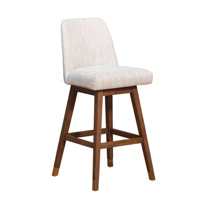 Armen Living  - Amalie Swivel Bar Stool in Brown Oak Wood Finish with Beige Fabric - 840254332089 veiw 1