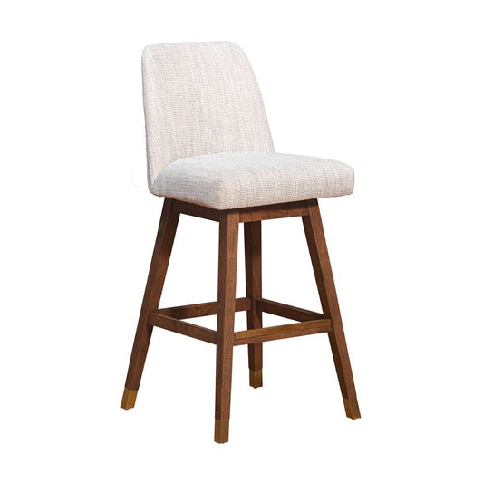 Armen Living  - Amalie Swivel Bar Stool in Brown Oak Wood Finish with Beige Fabric - 840254332089 veiw 1