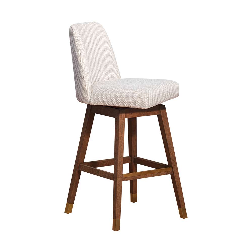 Armen Living  - Amalie Swivel Bar Stool in Brown Oak Wood Finish with Beige Fabric - 840254332089 veiw 2