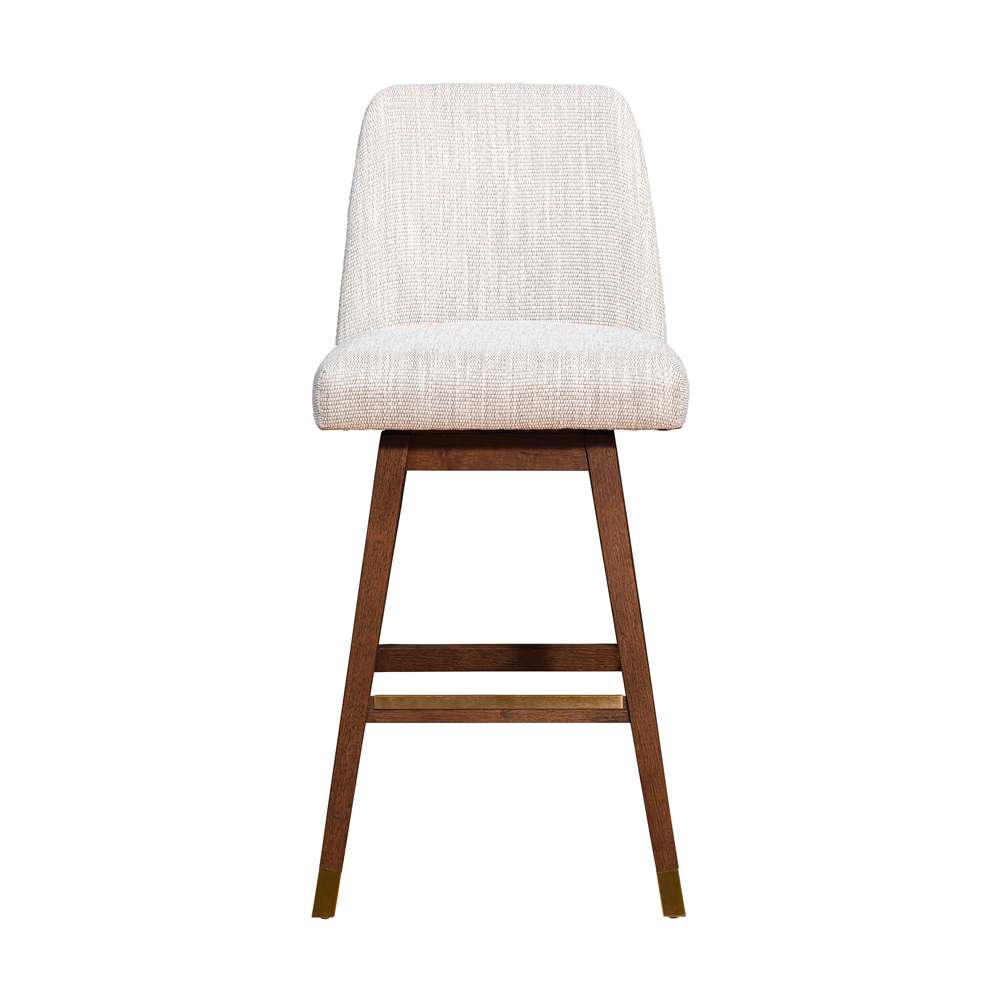 Armen Living  - Amalie Swivel Bar Stool in Brown Oak Wood Finish with Beige Fabric - 840254332089 veiw 3