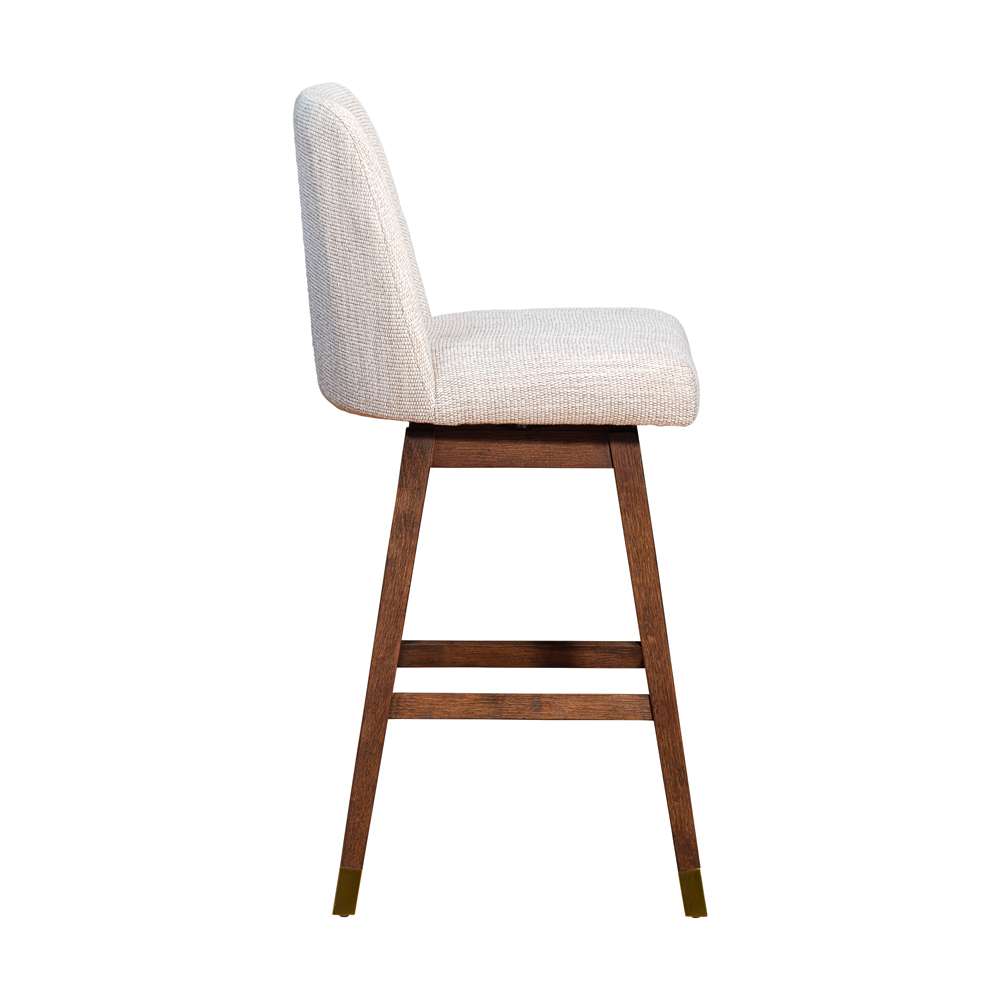 Armen Living  - Amalie Swivel Bar Stool in Brown Oak Wood Finish with Beige Fabric - 840254332089 veiw 4