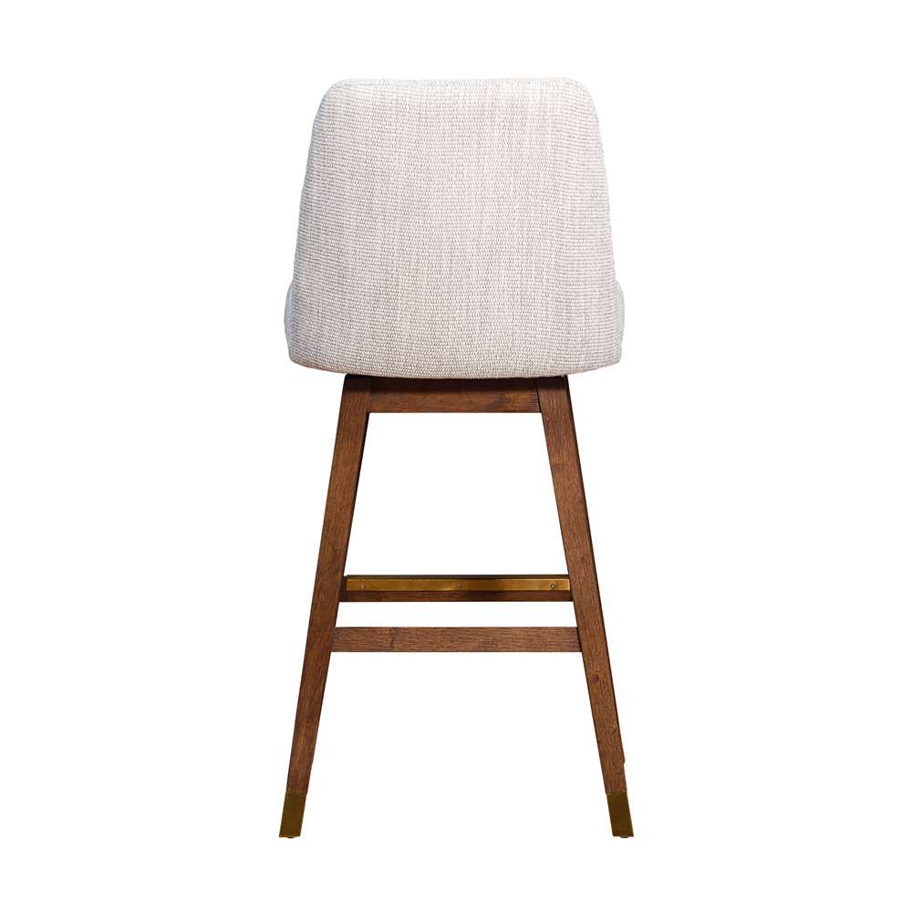 Armen Living  - Amalie Swivel Bar Stool in Brown Oak Wood Finish with Beige Fabric - 840254332089 veiw 5