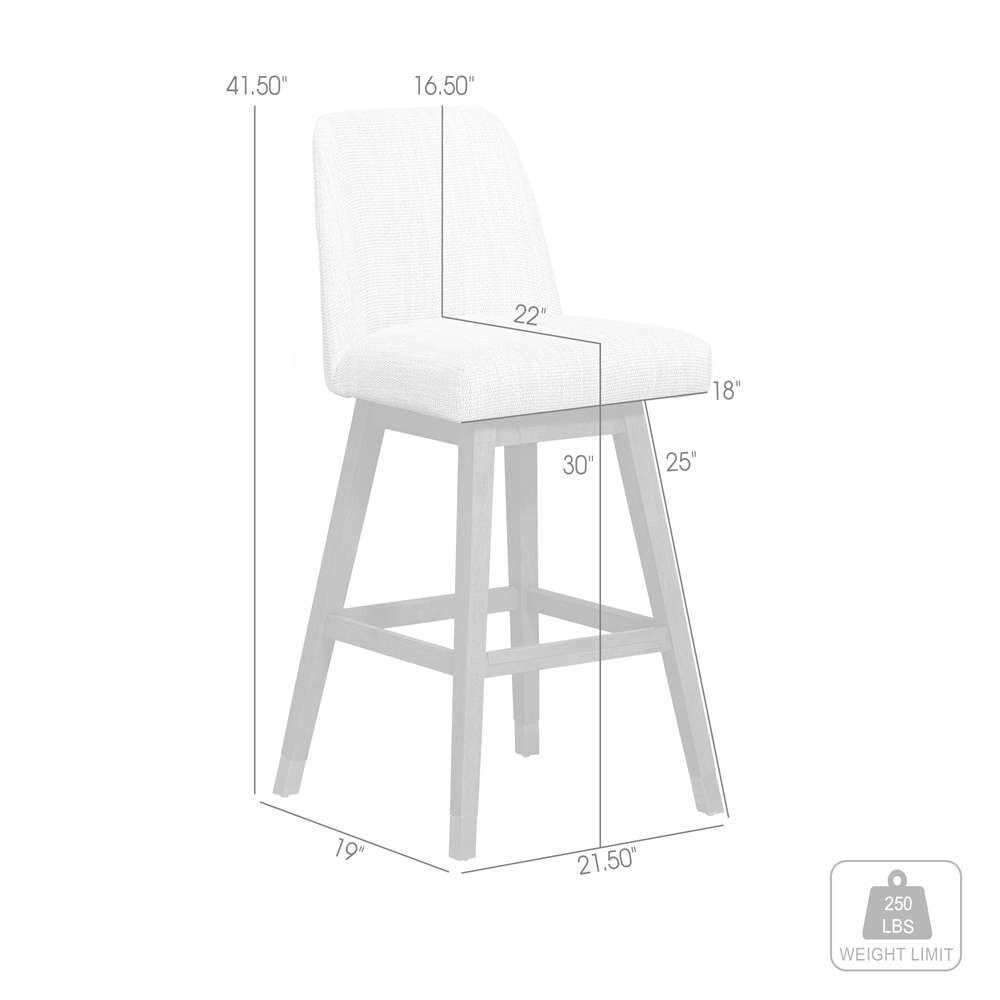 Armen Living  - Amalie Swivel Bar Stool in Brown Oak Wood Finish with Beige Fabric - 840254332089 veiw 10
