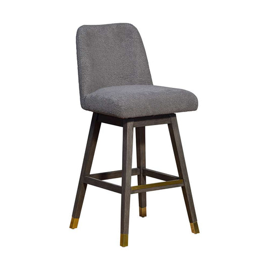 Armen Living  - Amalie Swivel Bar Stool in Grey Oak Wood Finish with Grey Boucle Fabric - 840254332027 veiw 1