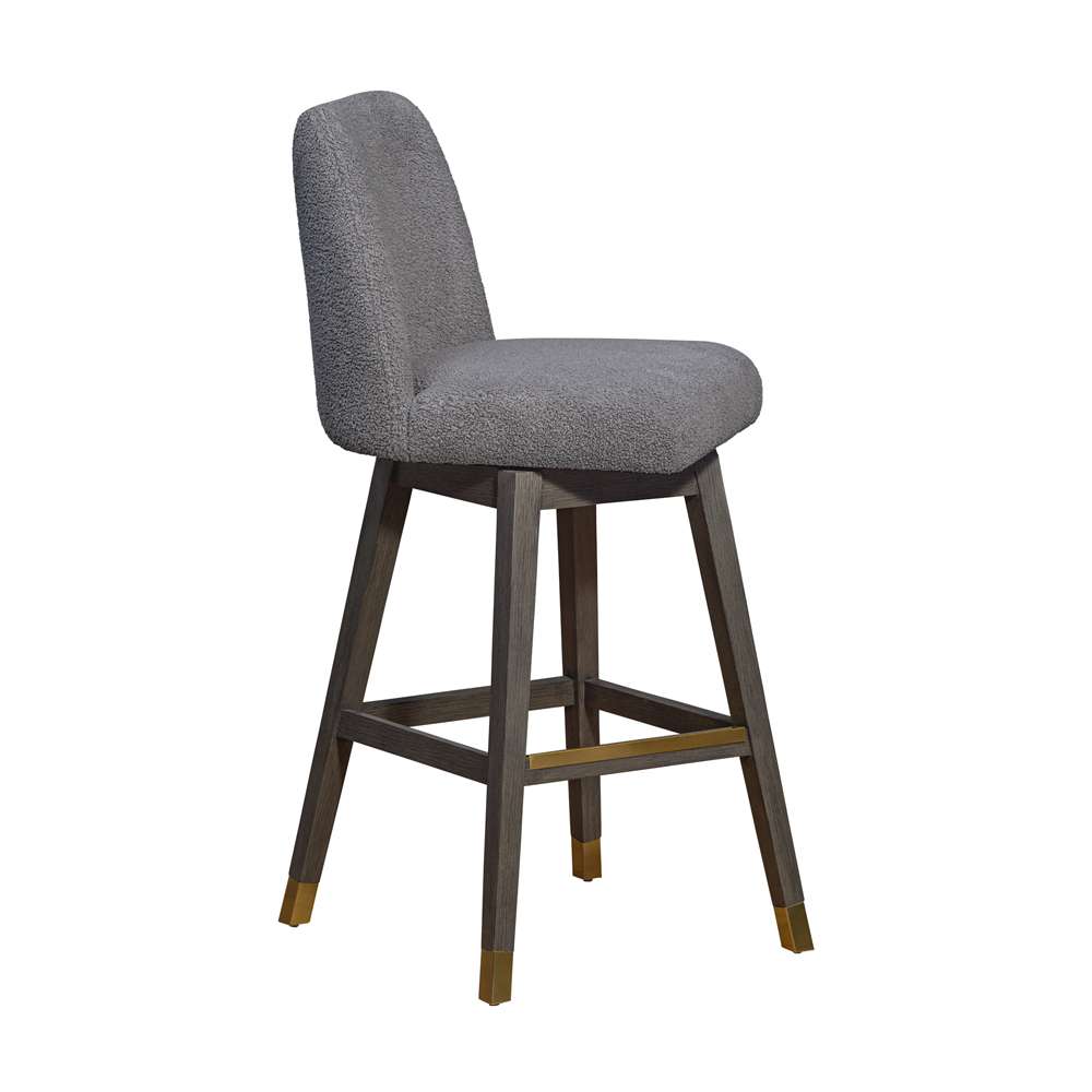 Armen Living  - Amalie Swivel Bar Stool in Grey Oak Wood Finish with Grey Boucle Fabric - 840254332027 veiw 2