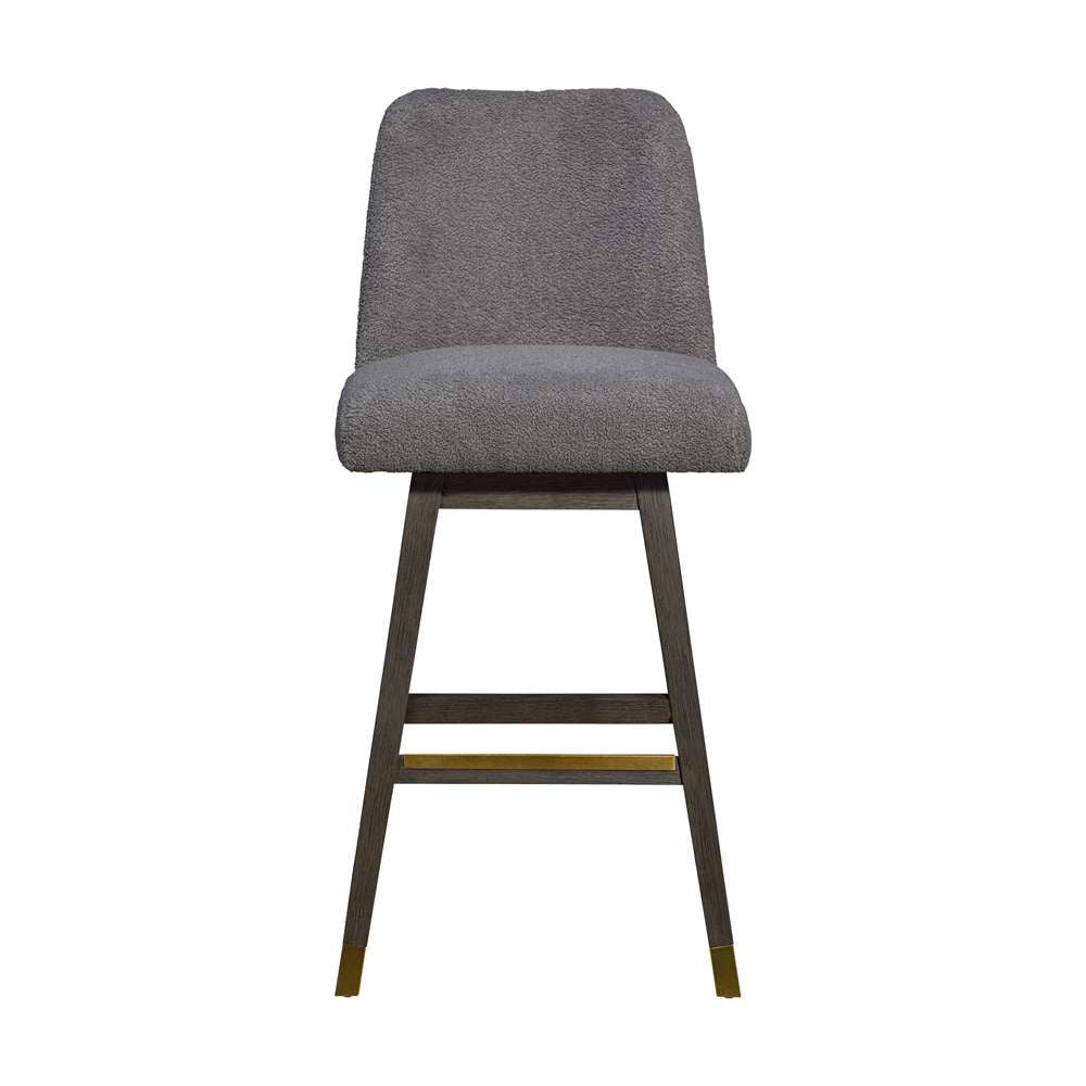 Armen Living  - Amalie Swivel Bar Stool in Grey Oak Wood Finish with Grey Boucle Fabric - 840254332027 veiw 3