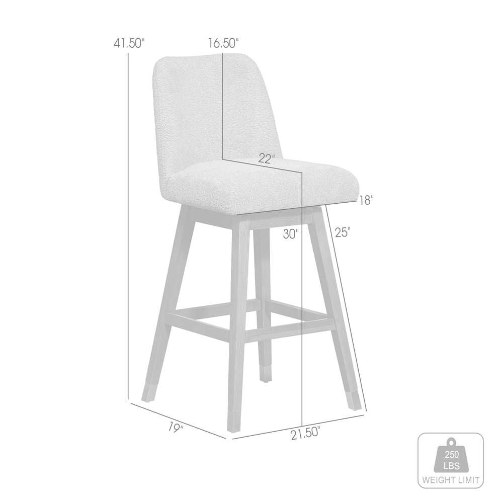 Armen Living  - Amalie Swivel Bar Stool in Grey Oak Wood Finish with Grey Boucle Fabric - 840254332027 veiw 10