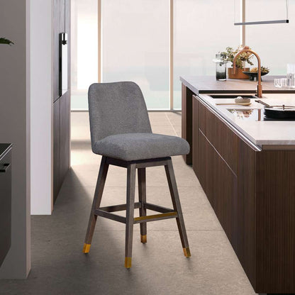 Armen Living  - Amalie Swivel Bar Stool in Grey Oak Wood Finish with Grey Boucle Fabric - 840254332027 veiw 11