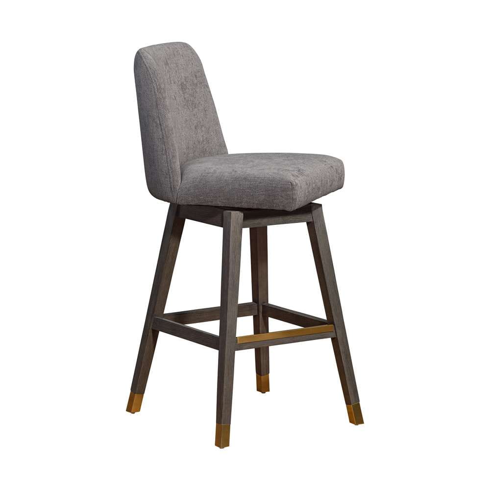 Armen Living  - Amalie Swivel Bar Stool in Grey Oak Wood Finish with Mocha Fabric - 840254332065 veiw 2