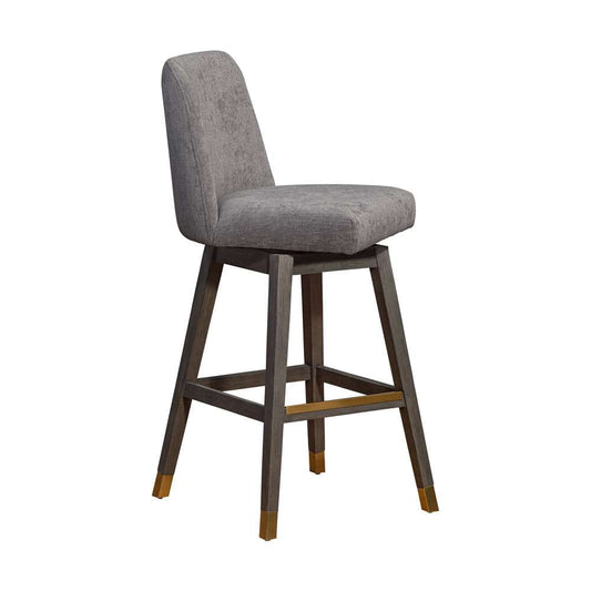 Armen Living  - Amalie Swivel Bar Stool in Grey Oak Wood Finish with Mocha Fabric - 840254332065 veiw 2