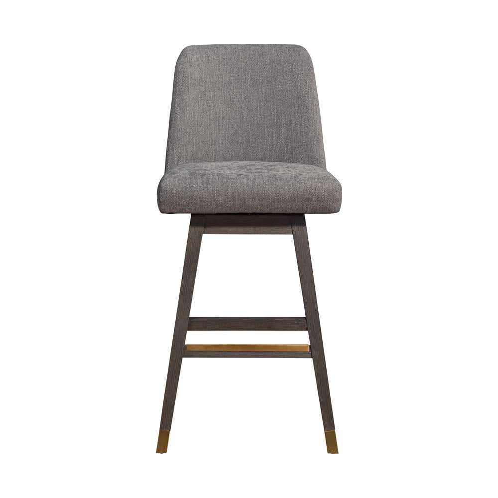 Armen Living  - Amalie Swivel Bar Stool in Grey Oak Wood Finish with Mocha Fabric - 840254332065 veiw 3