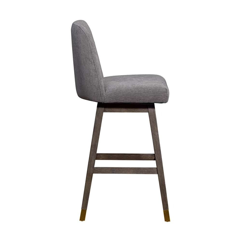 Armen Living  - Amalie Swivel Bar Stool in Grey Oak Wood Finish with Mocha Fabric - 840254332065 veiw 4