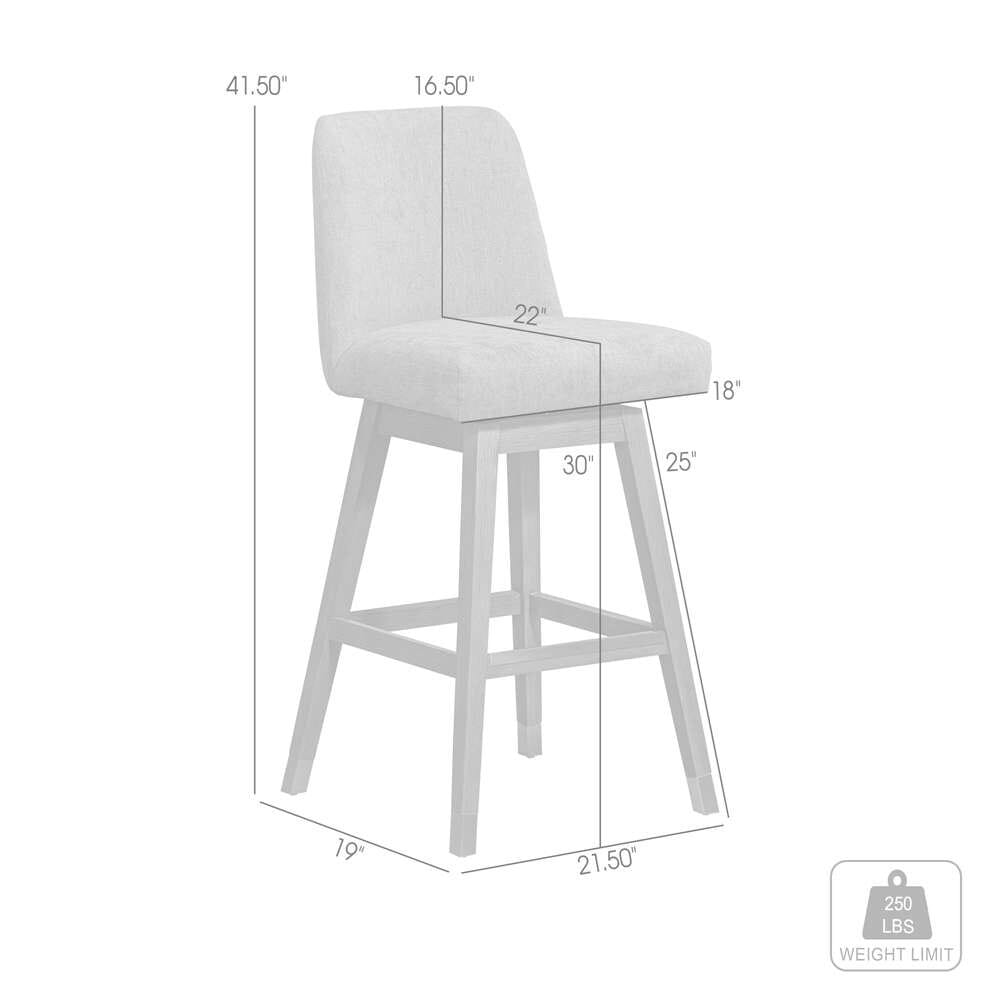 Armen Living  - Amalie Swivel Bar Stool in Grey Oak Wood Finish with Mocha Fabric - 840254332065 veiw 10