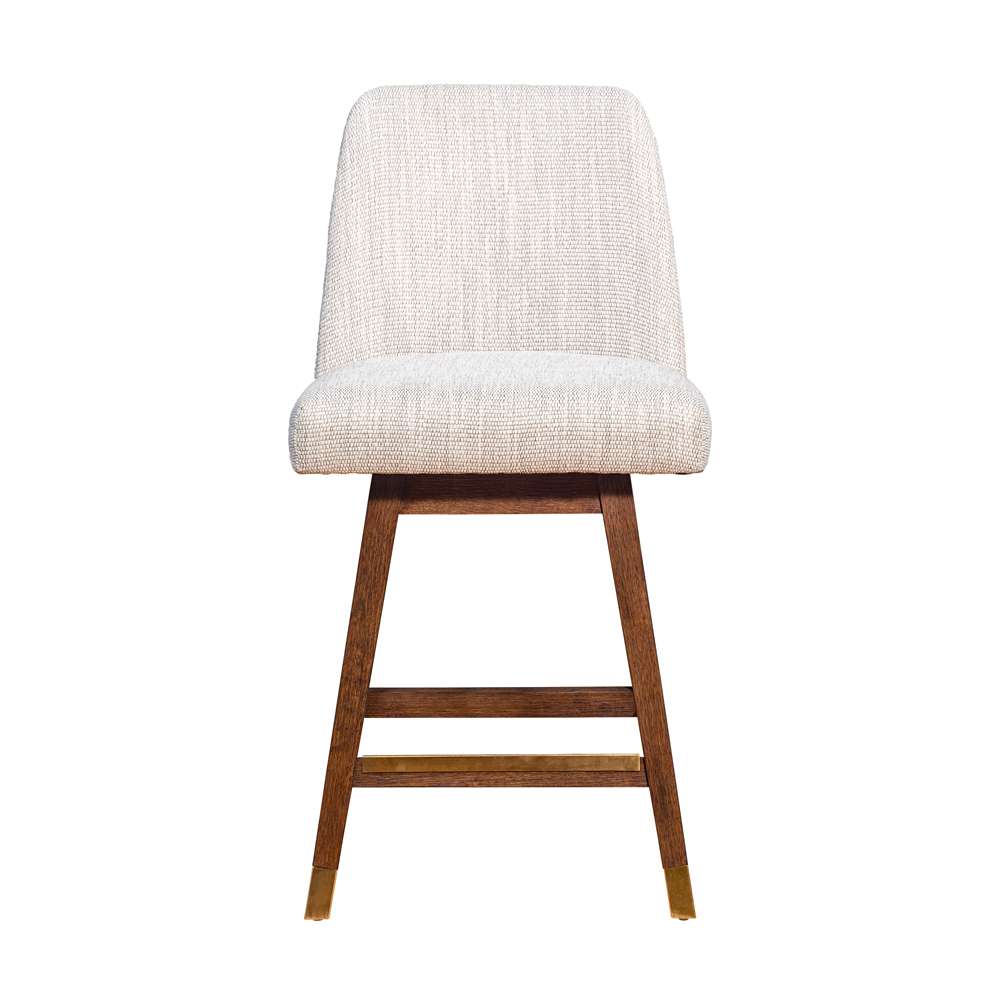 Armen Living  - Amalie Swivel Counter Stool in Brown Oak Wood Finish with Beige Fabric - 840254332072 veiw 3