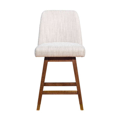 Armen Living  - Amalie Swivel Counter Stool in Brown Oak Wood Finish with Beige Fabric - 840254332072 veiw 3