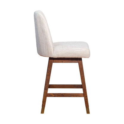 Armen Living  - Amalie Swivel Counter Stool in Brown Oak Wood Finish with Beige Fabric - 840254332072 veiw 4