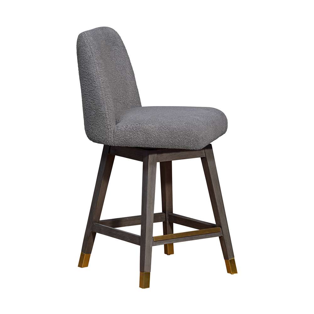 Armen Living  - Amalie Swivel Counter Stool in Grey Oak Wood Finish with Grey Boucle Fabric - 840254332010 veiw 2
