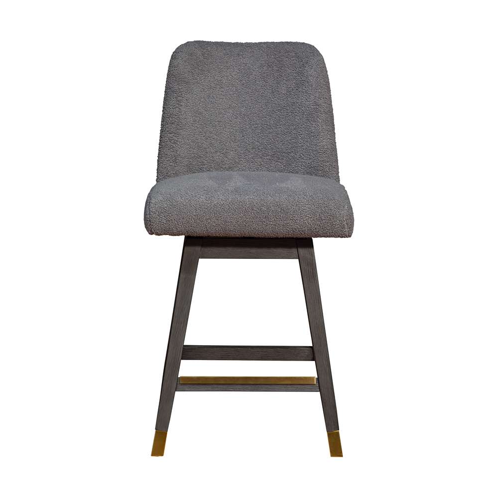 Armen Living  - Amalie Swivel Counter Stool in Grey Oak Wood Finish with Grey Boucle Fabric - 840254332010 veiw 3