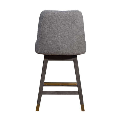 Armen Living  - Amalie Swivel Counter Stool in Grey Oak Wood Finish with Grey Boucle Fabric - 840254332010 veiw 5
