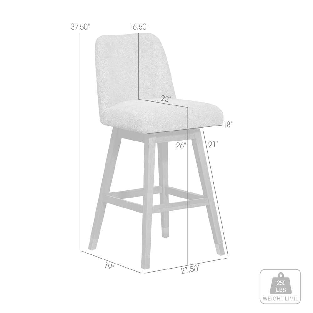 Armen Living  - Amalie Swivel Counter Stool in Grey Oak Wood Finish with Grey Boucle Fabric - 840254332010 veiw 10
