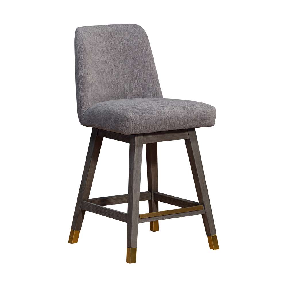 Armen Living  - Amalie Swivel Counter Stool in Grey Oak Wood Finish with Mocha Fabric - 840254332058 veiw 1