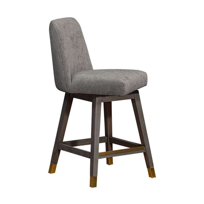 Armen Living  - Amalie Swivel Counter Stool in Grey Oak Wood Finish with Mocha Fabric - 840254332058 veiw 2