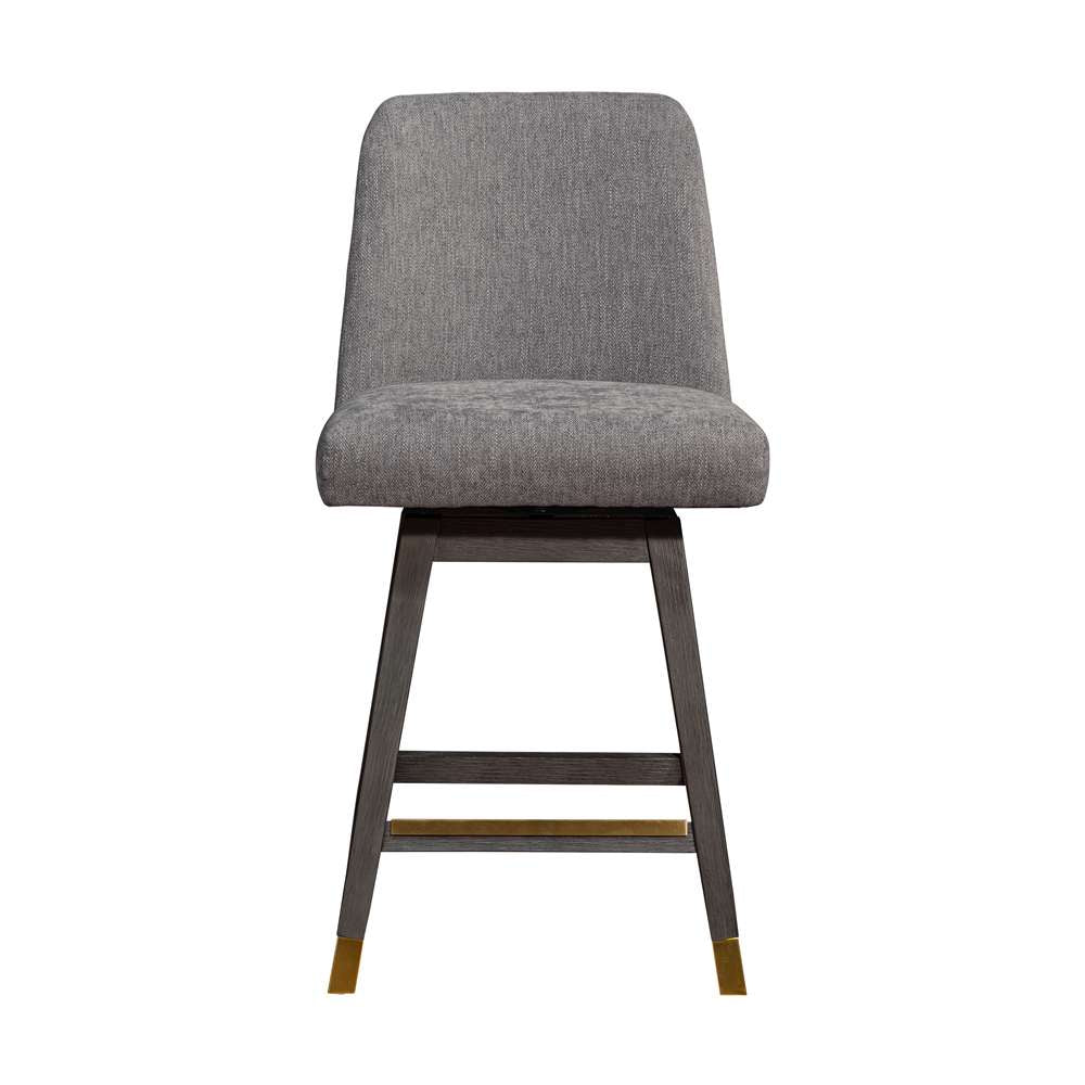 Armen Living  - Amalie Swivel Counter Stool in Grey Oak Wood Finish with Mocha Fabric - 840254332058 veiw 3