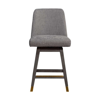 Armen Living  - Amalie Swivel Counter Stool in Grey Oak Wood Finish with Mocha Fabric - 840254332058 veiw 3