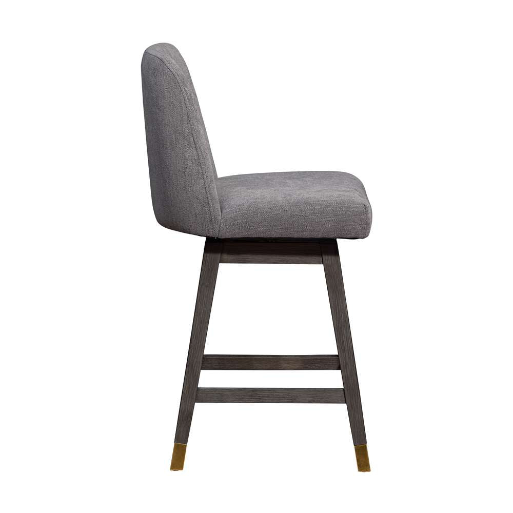 Armen Living  - Amalie Swivel Counter Stool in Grey Oak Wood Finish with Mocha Fabric - 840254332058 veiw 4