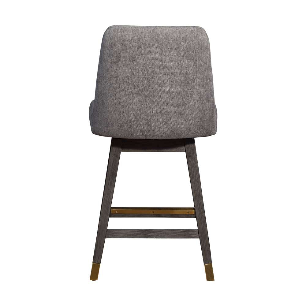 Armen Living  - Amalie Swivel Counter Stool in Grey Oak Wood Finish with Mocha Fabric - 840254332058 veiw 5