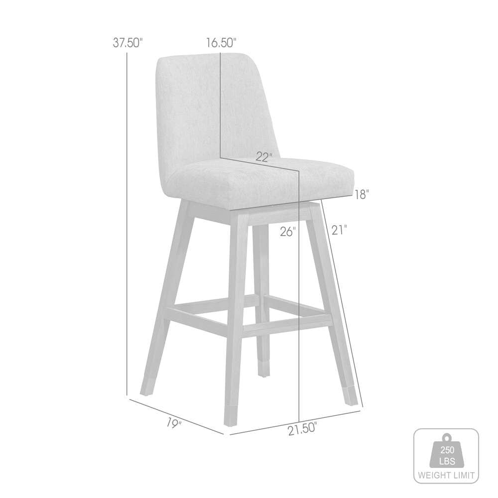 Armen Living  - Amalie Swivel Counter Stool in Grey Oak Wood Finish with Mocha Fabric - 840254332058 veiw 10