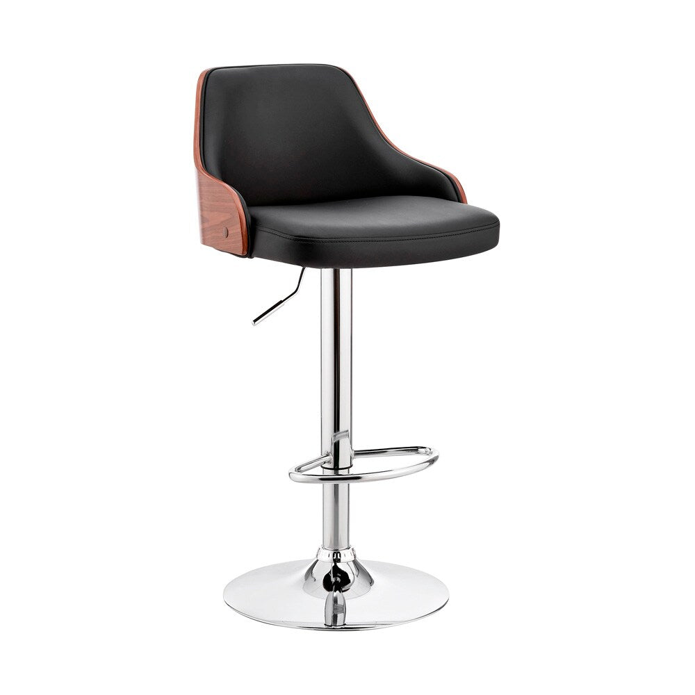 Armen Living - Asher Adjustable Black Faux Leather and Chrome Finish Bar Stool - LCARBAWABL veiw 1