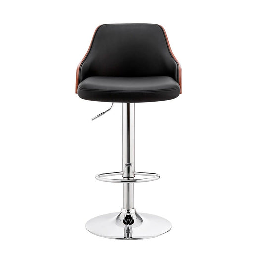 Armen Living - Asher Adjustable Black Faux Leather and Chrome Finish Bar Stool - LCARBAWABL veiw 2