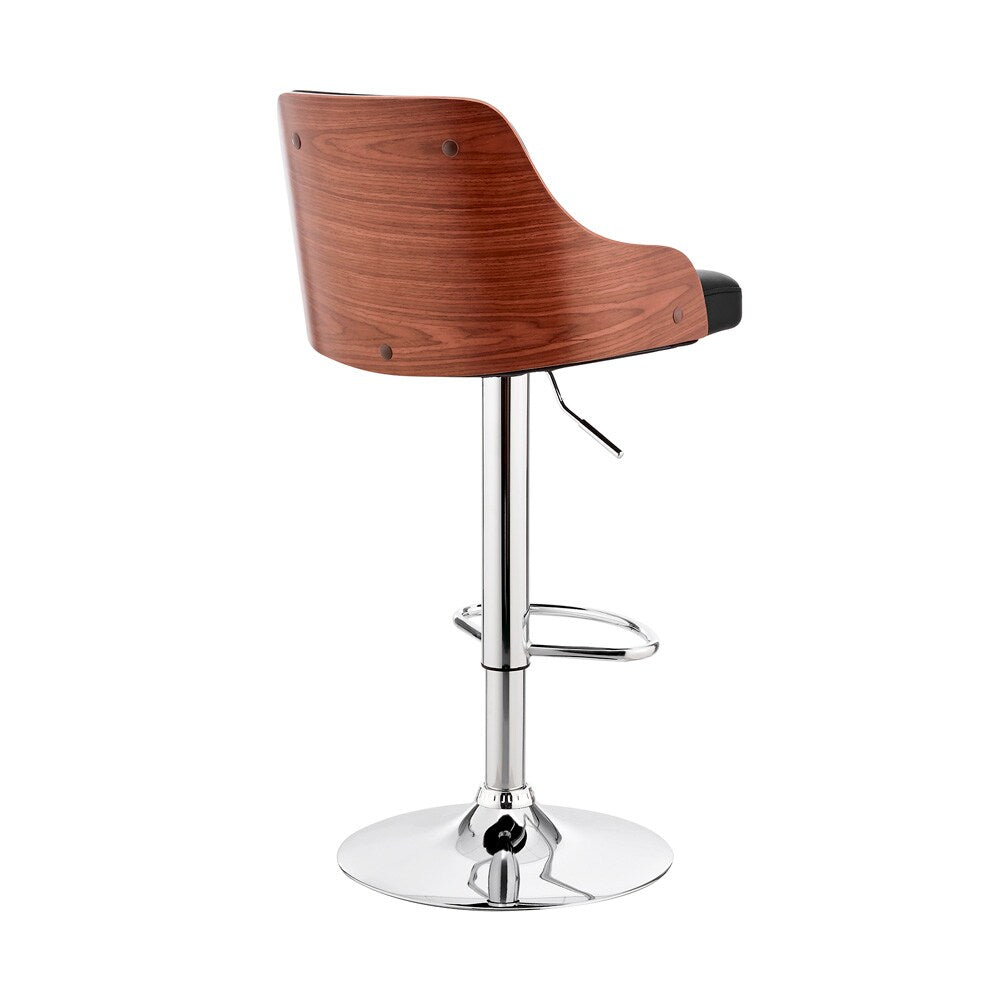 Armen Living - Asher Adjustable Black Faux Leather and Chrome Finish Bar Stool - LCARBAWABL veiw 4