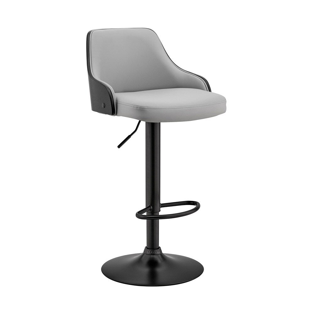 Armen Living - Asher Adjustable Gray Faux Leather and Chrome Finish Bar Stool - LCARBAWAGR veiw 1