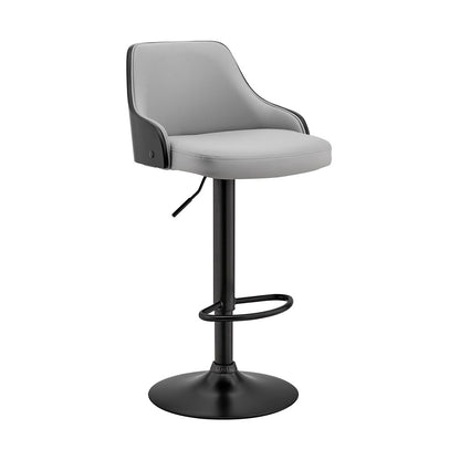 Armen Living - Asher Adjustable Gray Faux Leather and Chrome Finish Bar Stool - LCARBAWAGR veiw 1