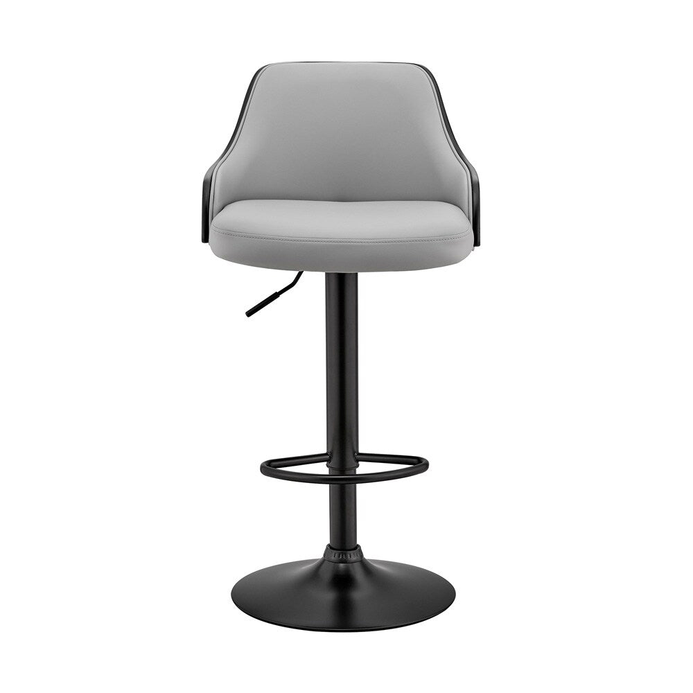 Armen Living - Asher Adjustable Gray Faux Leather and Chrome Finish Bar Stool - LCARBAWAGR veiw 2