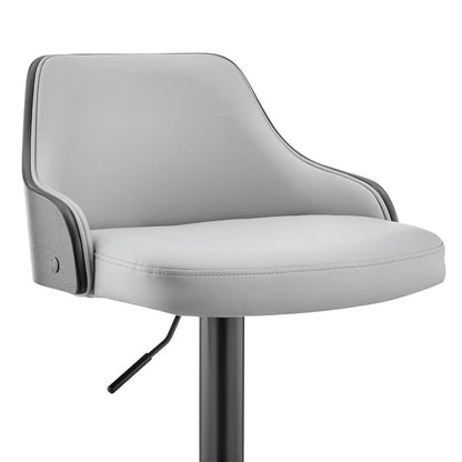 Armen Living - Asher Adjustable Gray Faux Leather and Chrome Finish Bar Stool - LCARBAWAGR veiw 6
