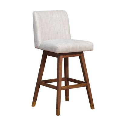 Armen Living  - Basila Swivel Bar Stool in Brown Oak Wood Finish with Beige Fabric - 840254332188 veiw 1